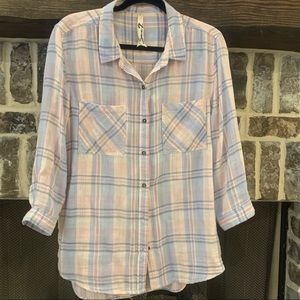 Plaid Print Button Front Shirt